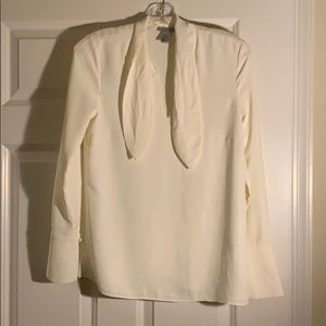 H&M cream tie blouse